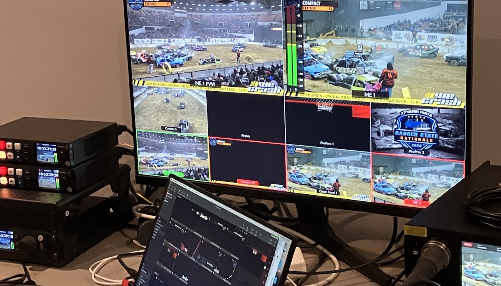 Live streaming encoders and monitors at an event