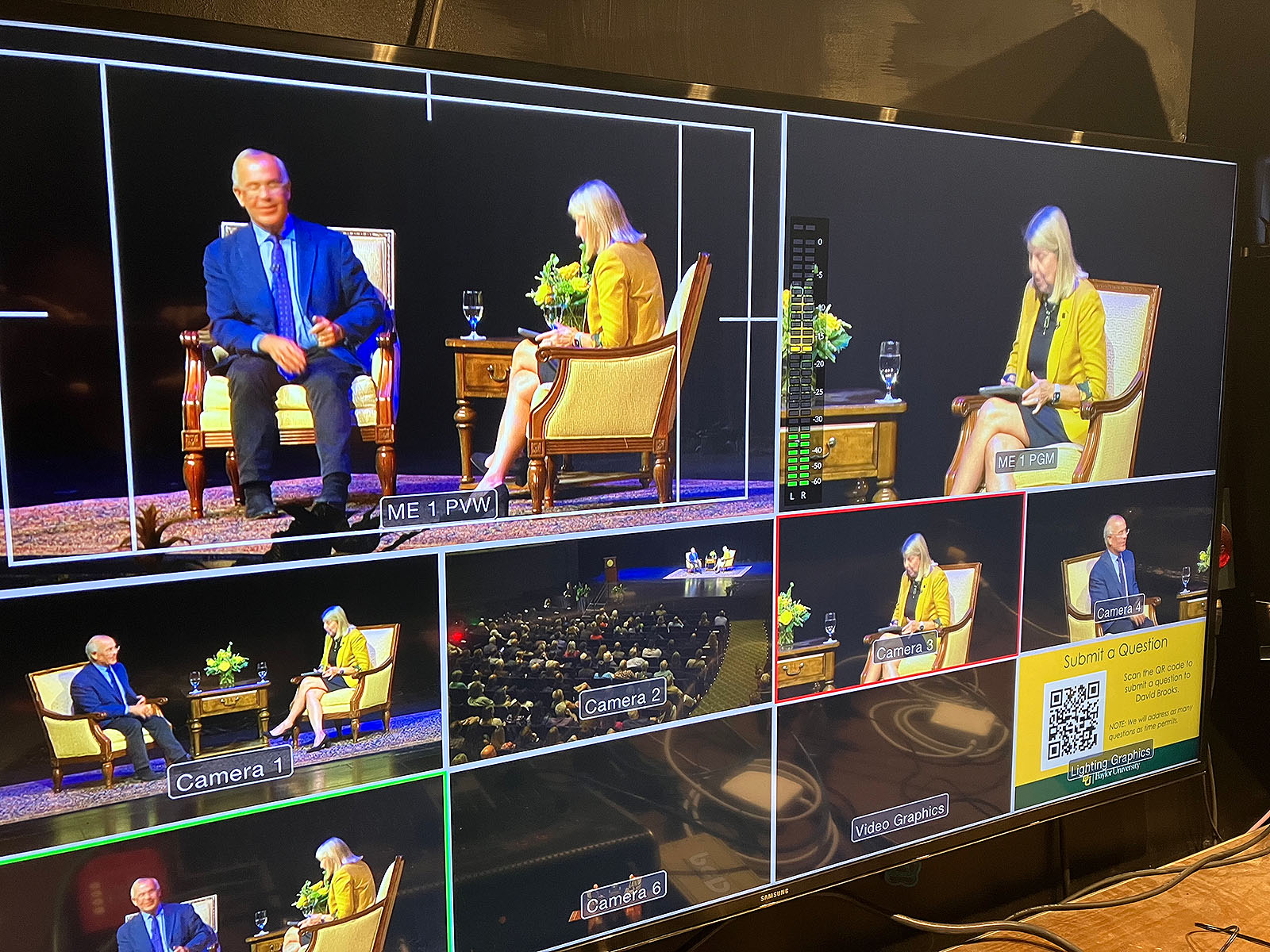 Multi-camera video switcher during a live event broadcast